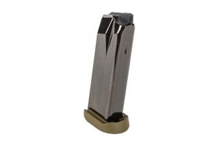 The FN America FNX 45 ACP magazine features a flat dark earth polymer base pad